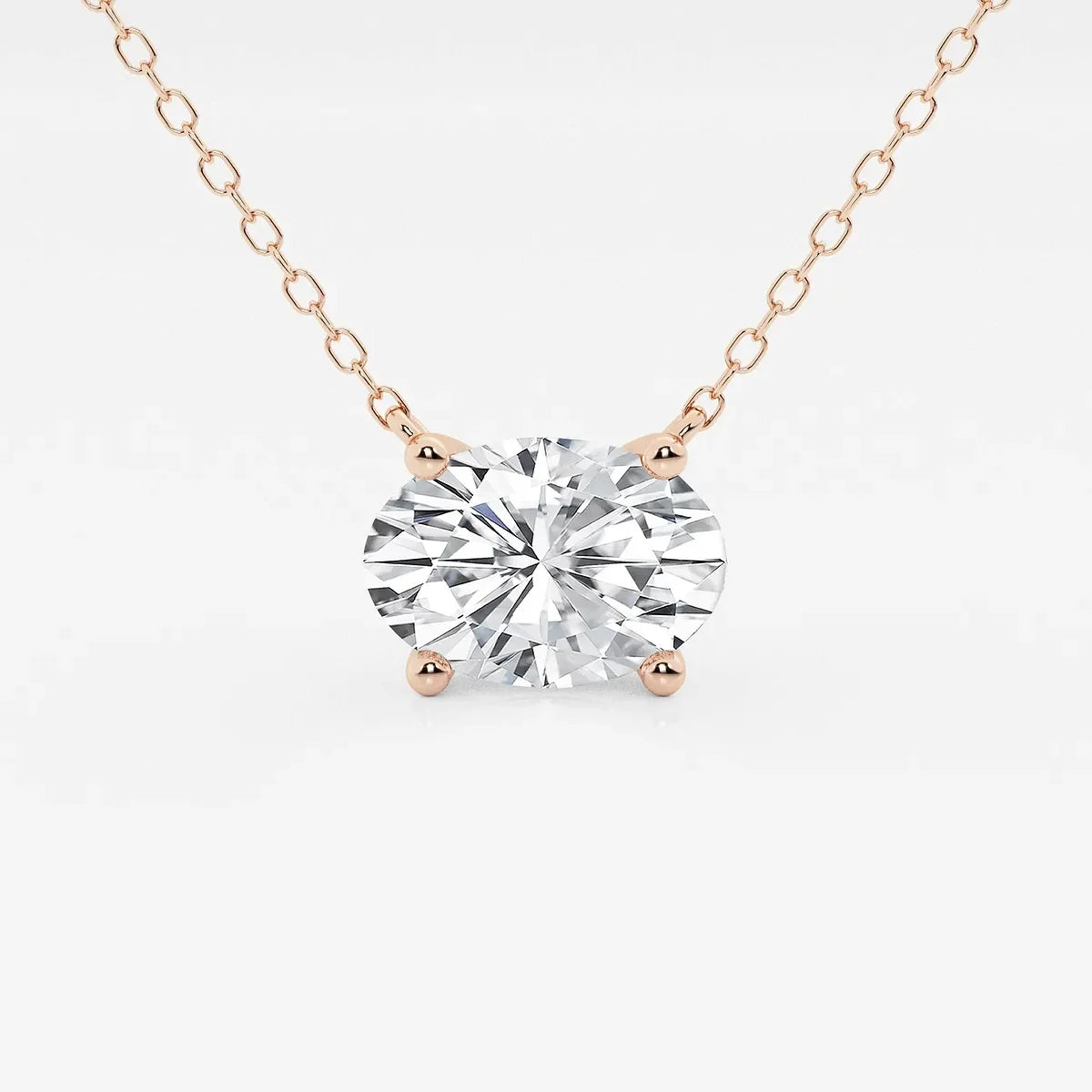 Oval lab grown diamond pendant on a rose gold chain, Delux Jewelry fine jewelry product