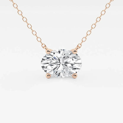 Oval lab grown diamond pendant on a rose gold chain, Delux Jewelry fine jewelry product
