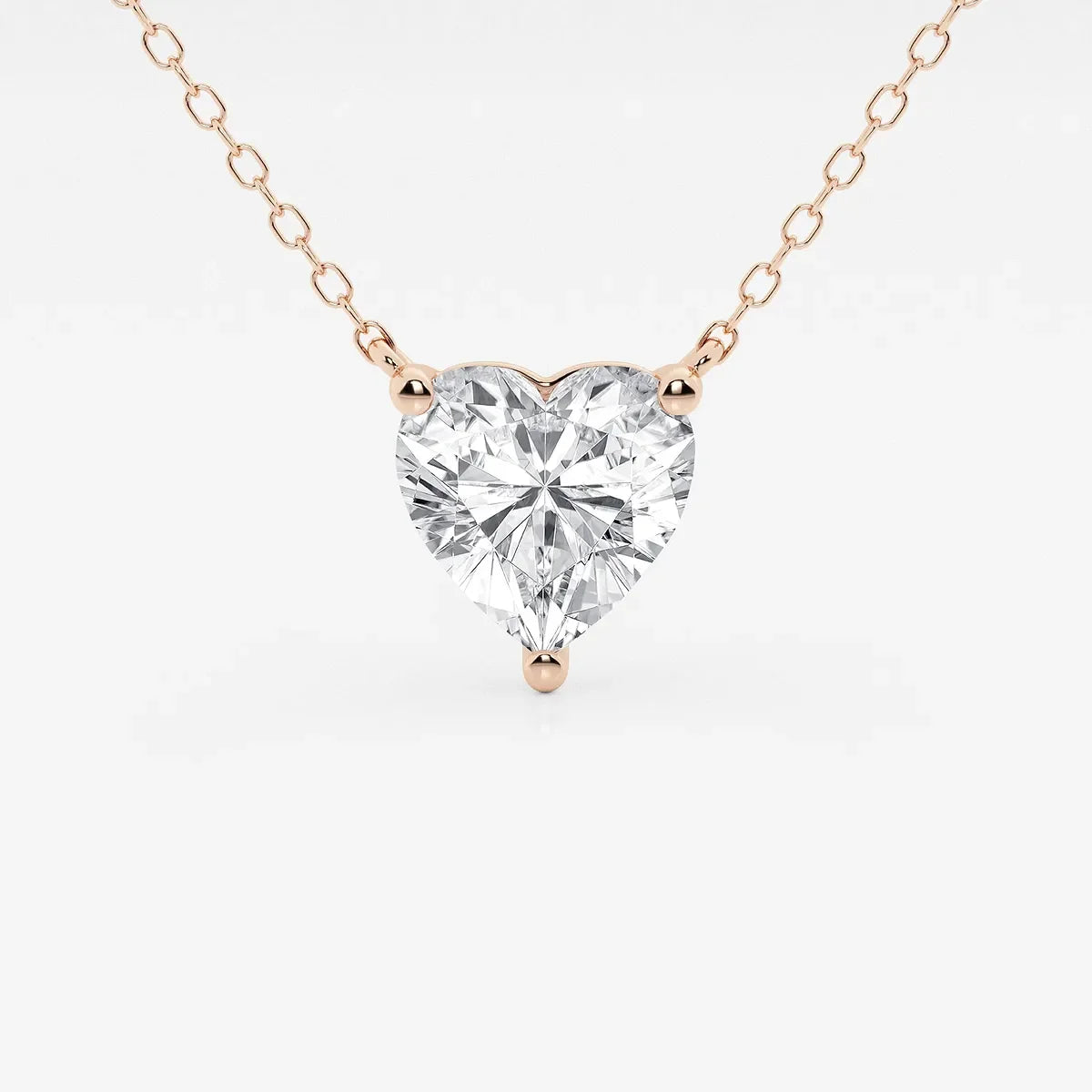 Rose gold heart-shaped lab grown diamond pendant necklace on delicate chain, Delux Jewelry