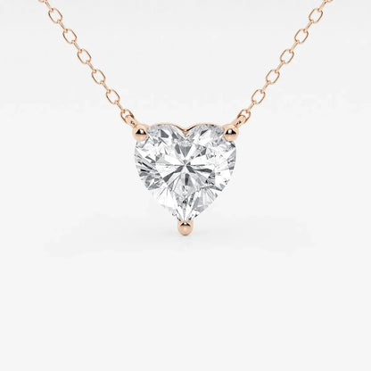 Rose gold heart-shaped lab grown diamond pendant necklace on delicate chain, Delux Jewelry
