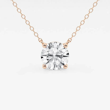 Rose gold chain with round lab grown diamond pendant, Delux Jewelry fine jewelry