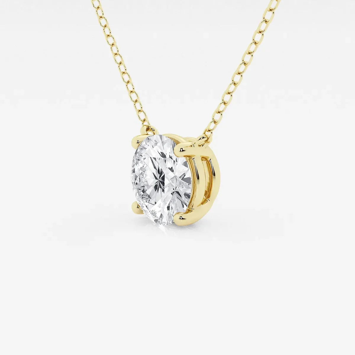Gold chain necklace with round lab grown diamond pendant by Delux Jewelry