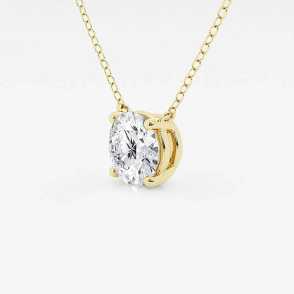 Gold chain necklace with round lab grown diamond pendant by Delux Jewelry