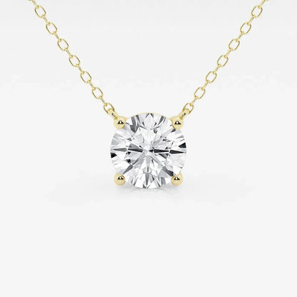 Yellow gold necklace with round lab grown diamond pendant from Delux Jewelry