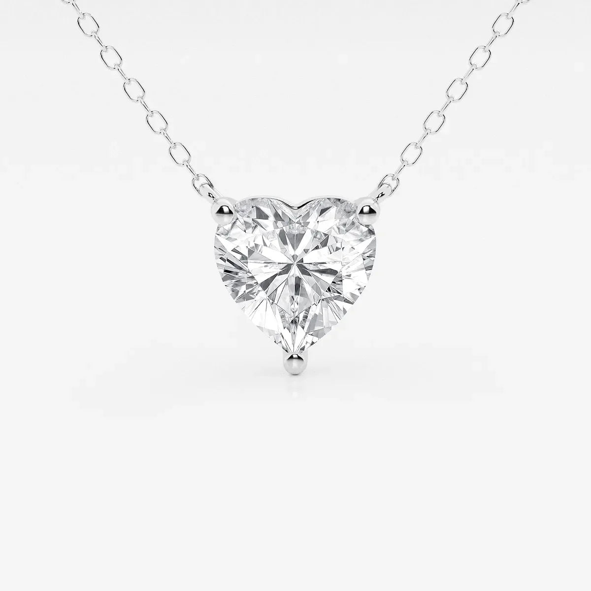 Heart-shaped lab grown diamond pendant on white gold chain, Delux Jewelry