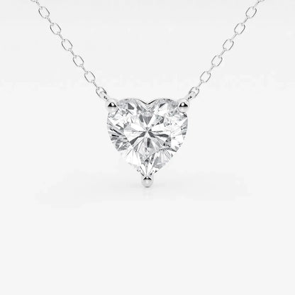 Heart-shaped lab grown diamond pendant on white gold chain, Delux Jewelry