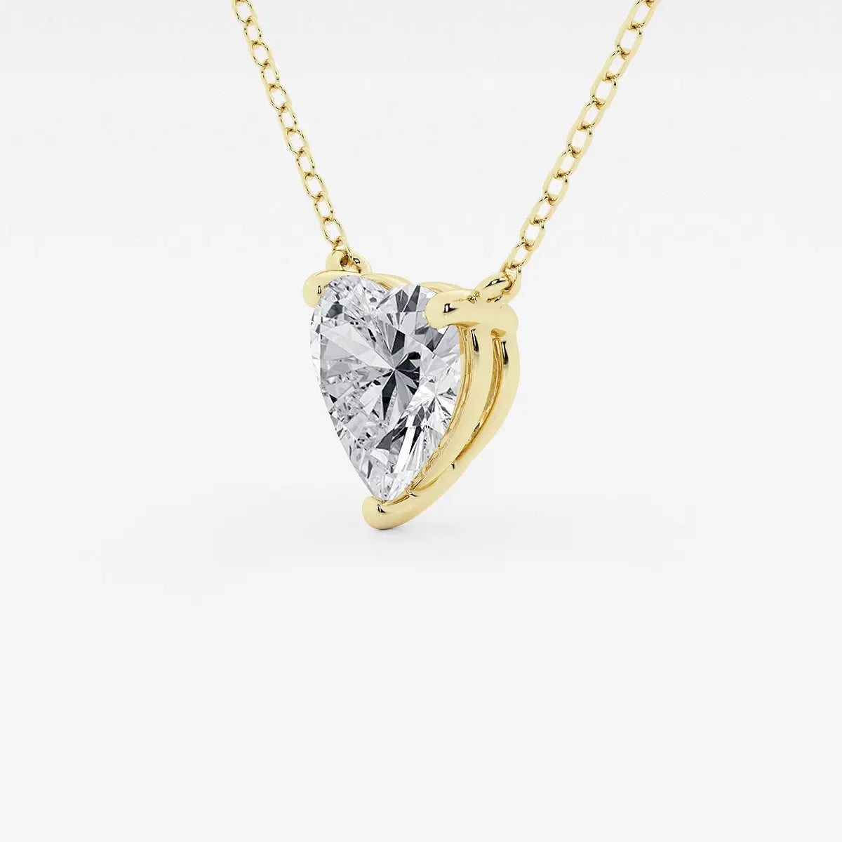 Yellow gold heart pendant necklace with lab grown diamond by Delux Jewelry