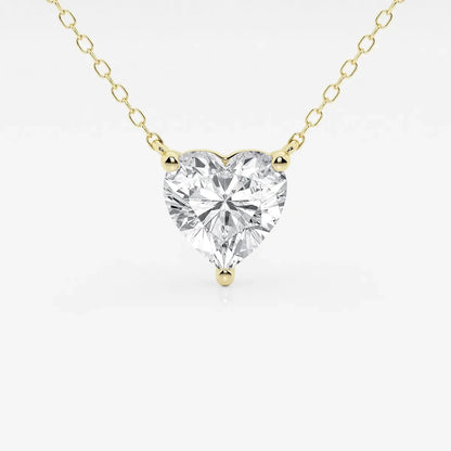 Heart-shaped lab grown diamond pendant on yellow gold chain, Delux Jewelry