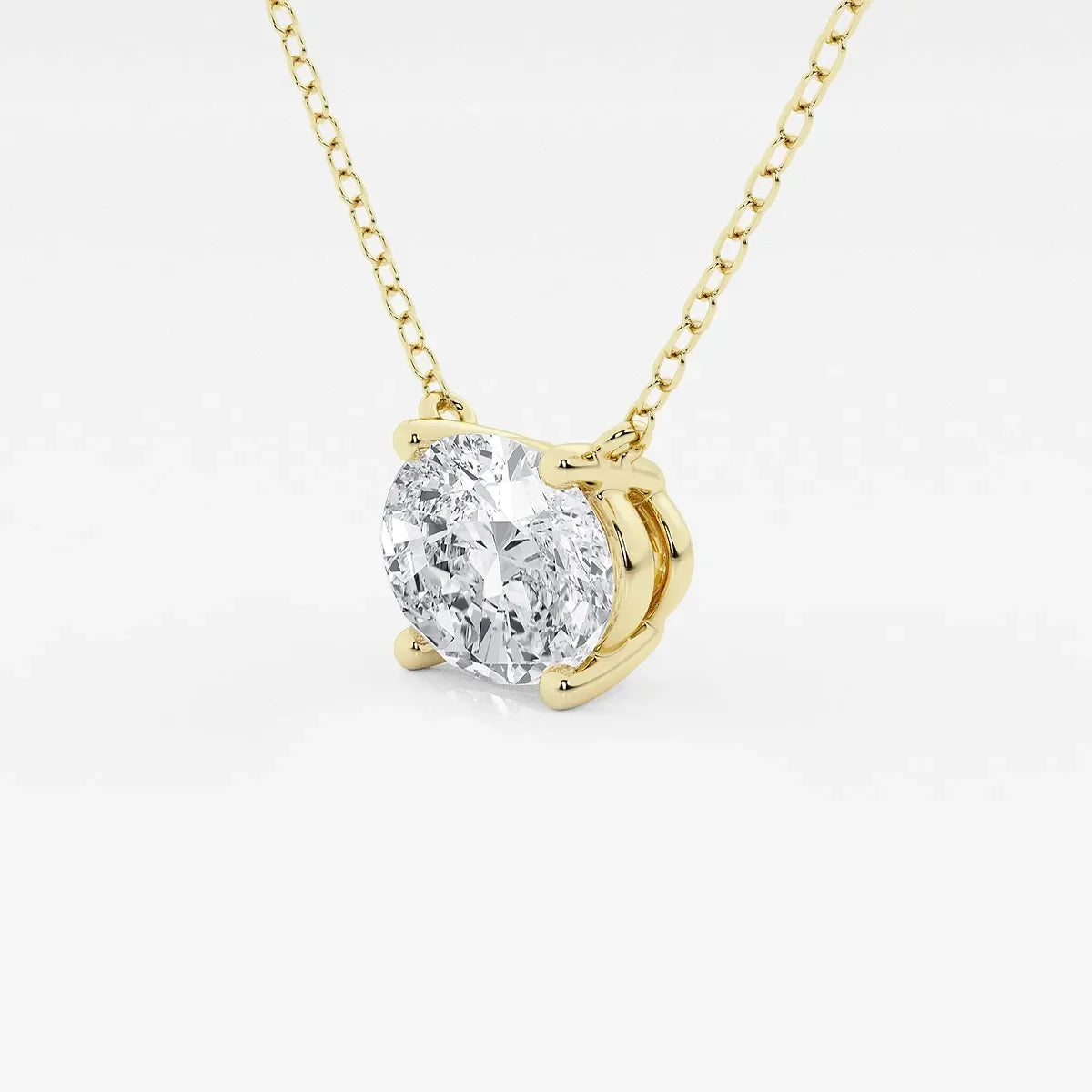 Yellow gold chain necklace with oval lab grown diamond pendant, Delux Jewelry