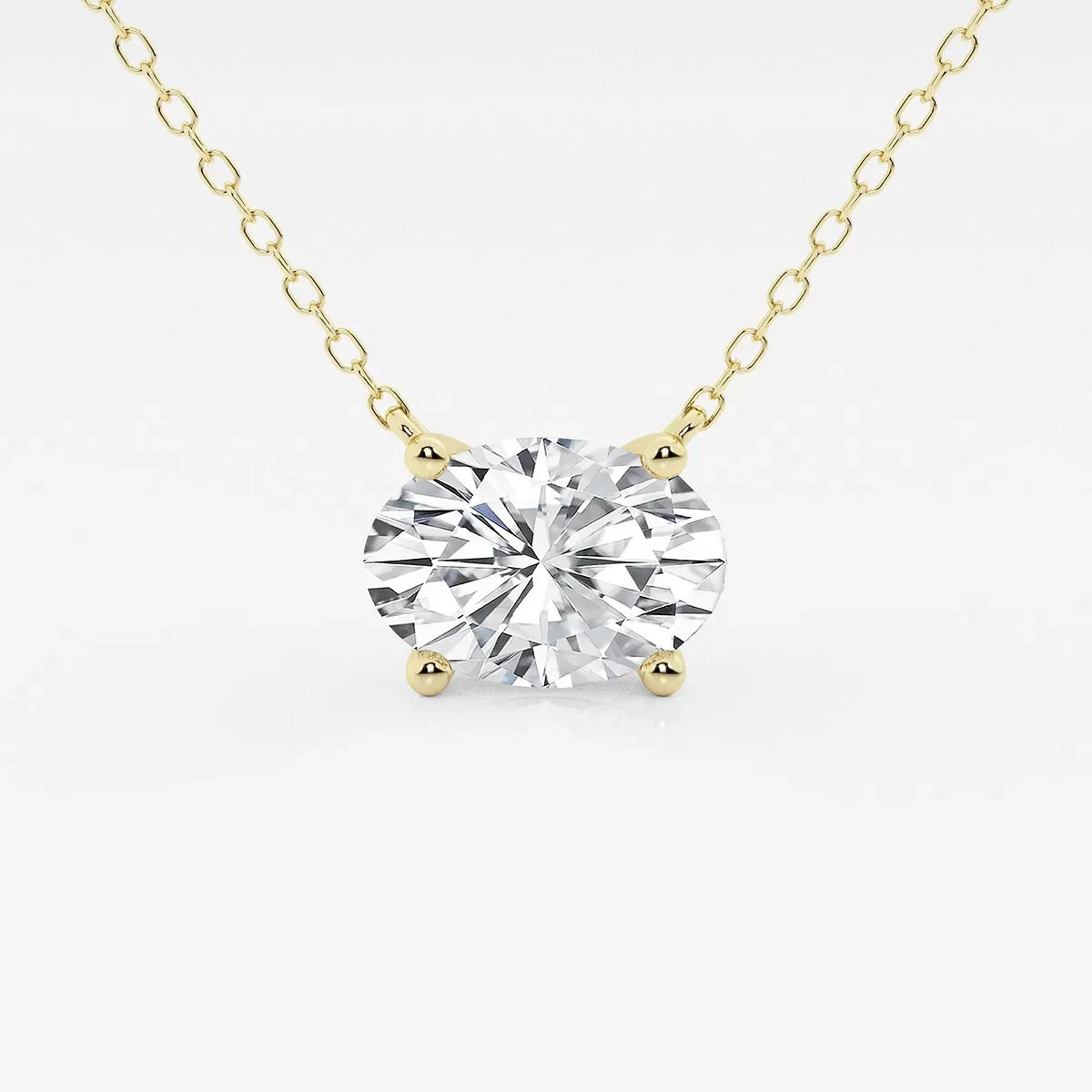 Oval lab grown diamond pendant on yellow gold chain, Delux Jewelry fine jewelry