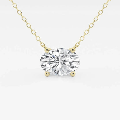 Oval lab grown diamond pendant on yellow gold chain, Delux Jewelry fine jewelry