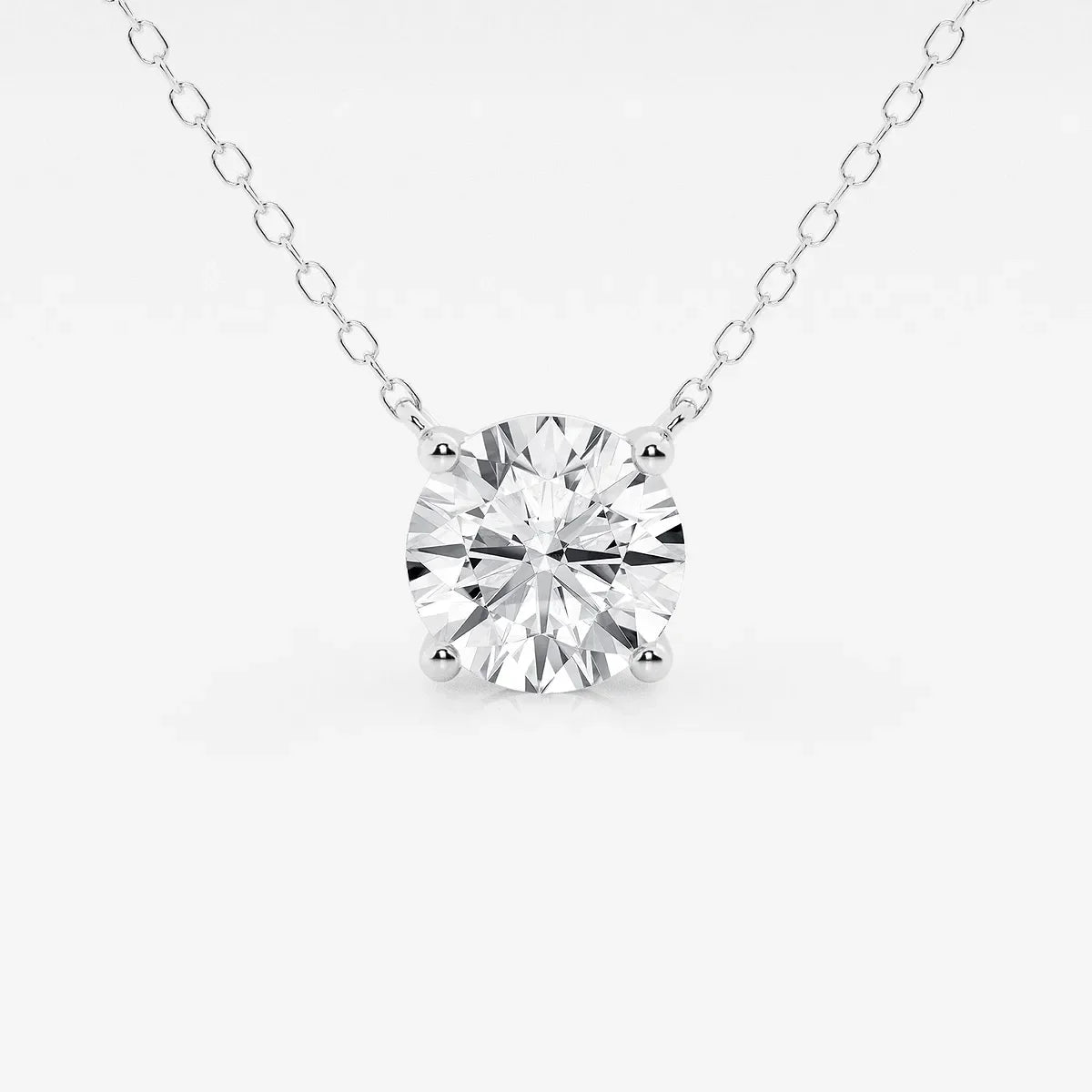 Round lab grown diamond solitaire pendant on delicate chain, Delux Jewelry fine jewelry