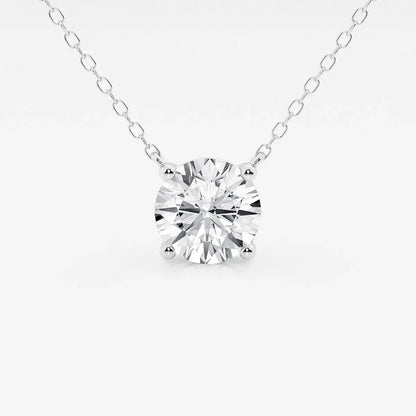 Round lab grown diamond solitaire pendant on delicate chain, Delux Jewelry fine jewelry