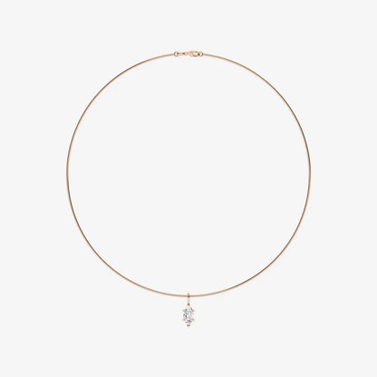Rose gold necklace with marquise lab grown diamond pendant from Delux Jewelry on white background