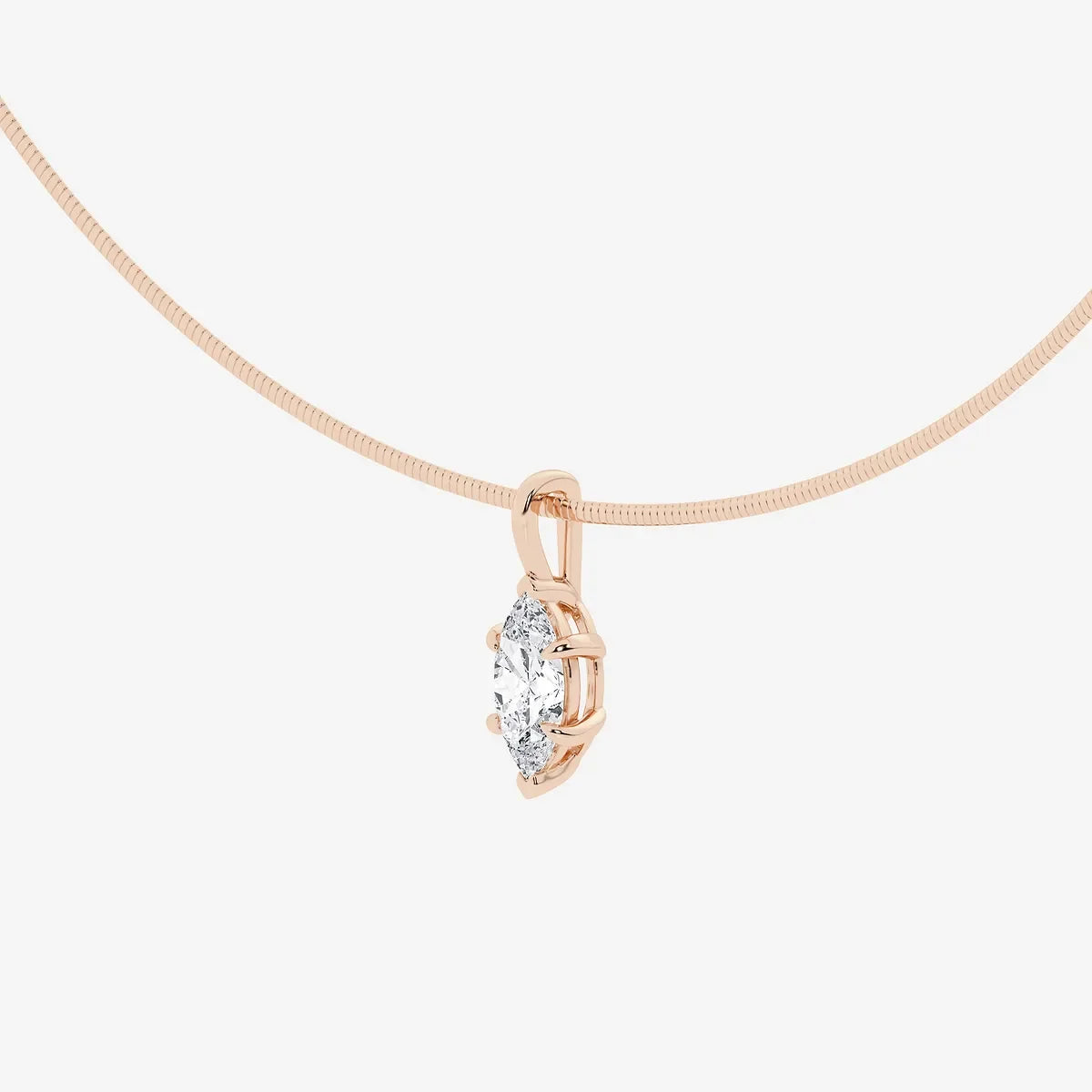 Rose gold necklace with marquise lab diamond pendant, Delux Jewelry fine jewelry
