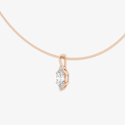 Rose gold necklace with marquise lab diamond pendant, Delux Jewelry fine jewelry