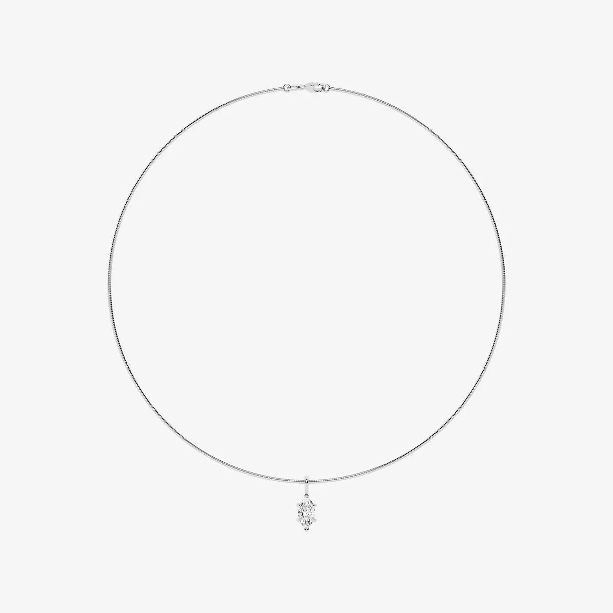 White gold necklace with marquise lab grown diamond pendant from Delux Jewelry