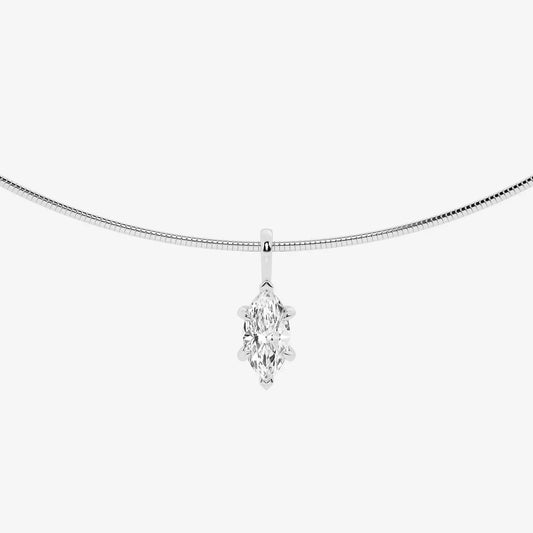 White gold necklace with marquise-cut lab grown diamond pendant from Delux Jewelry