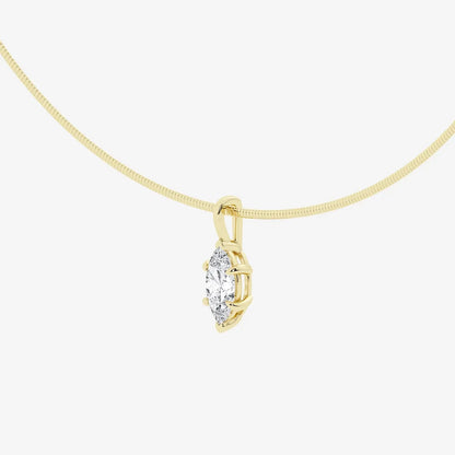 Yellow gold necklace with marquise lab-grown diamond pendant, Delux Jewelry