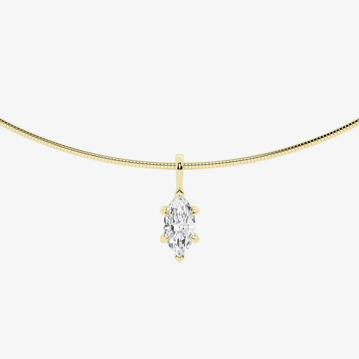Marquise lab grown diamond pendant on yellow gold chain, Delux Jewelry fine necklace