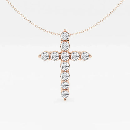 Rose gold cross pendant necklace with lab grown diamonds from Delux Jewelry on white background