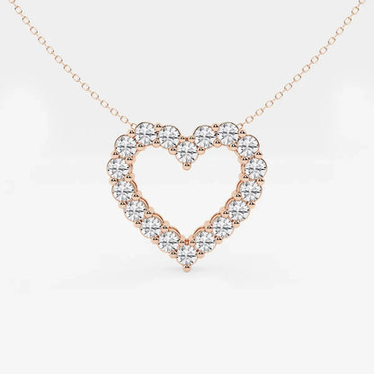 Rose gold heart outline pendant with lab grown diamonds on a delicate chain by Delux Jewelry