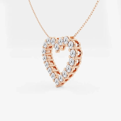 Rose gold heart outline pendant with lab grown diamonds on fine chain, Delux Jewelry