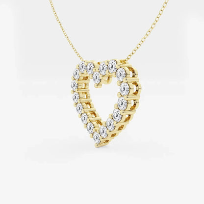 Yellow gold heart outline pendant necklace with lab grown diamonds, fine jewelry by Delux Jewelry