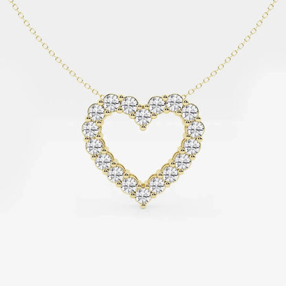 Yellow gold heart outline pendant with lab grown diamonds on fine chain, Delux Jewelry