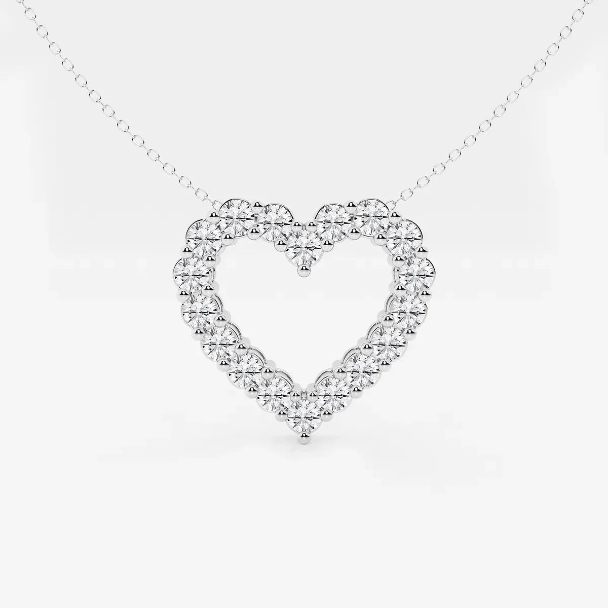 White gold heart pendant necklace with lab grown diamonds from Delux Jewelry
