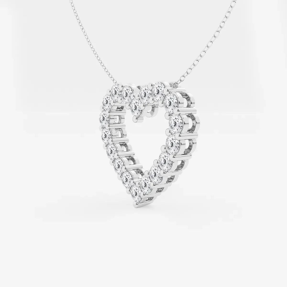 Lab grown diamond heart pendant necklace in white gold on a delicate chain, Delux Jewelry