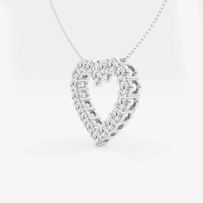Lab grown diamond heart pendant necklace in white gold on a delicate chain, Delux Jewelry