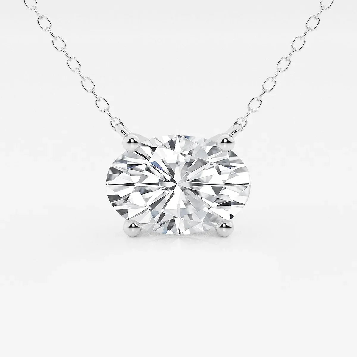 Oval lab grown diamond pendant on white gold chain, Delux Jewelry fine jewelry
