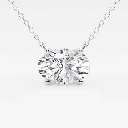Oval lab grown diamond pendant on white gold chain, Delux Jewelry fine jewelry
