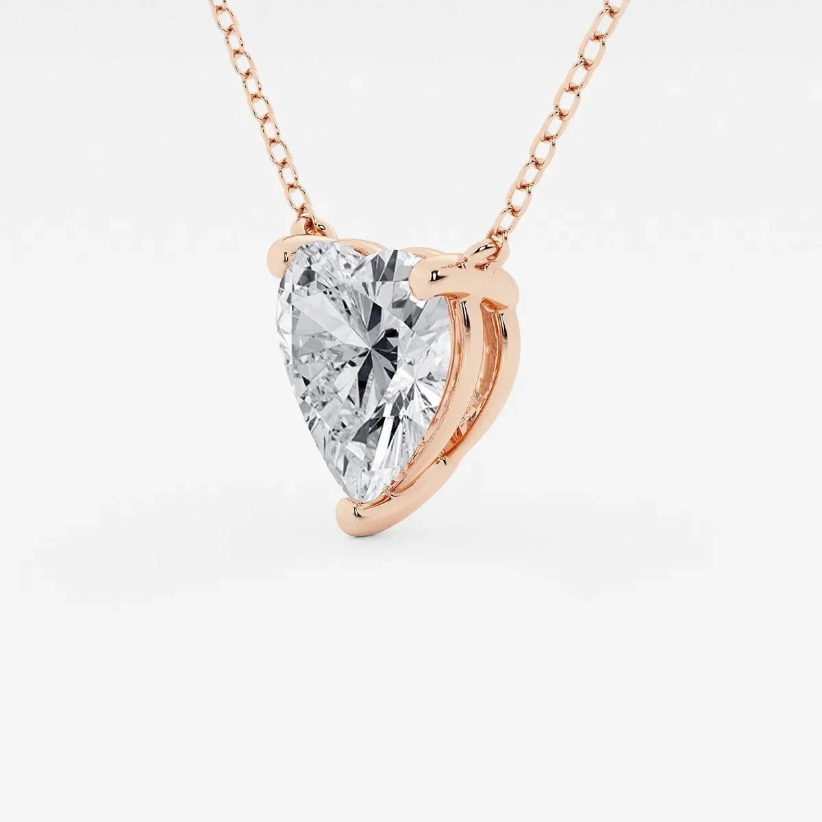 Rose gold heart pendant necklace with lab grown diamond, Delux Jewelry