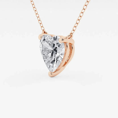 Rose gold heart pendant necklace with lab grown diamond, Delux Jewelry