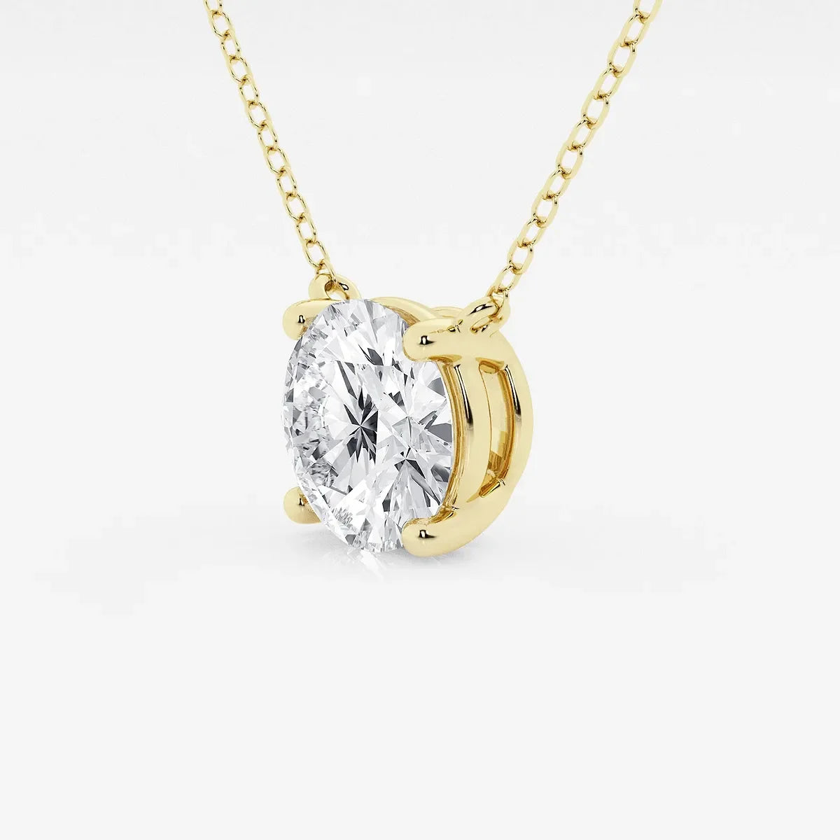 Gold chain necklace with round lab grown diamond pendant from Delux Jewelry