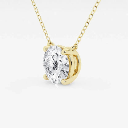 Gold chain necklace with round lab grown diamond pendant from Delux Jewelry