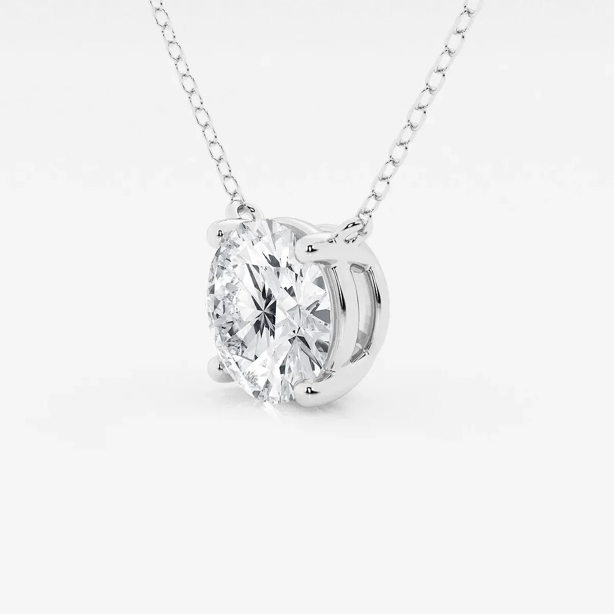 Round lab grown diamond pendant necklace in white gold from Delux Jewelry