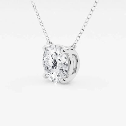Round lab grown diamond pendant necklace in white gold from Delux Jewelry