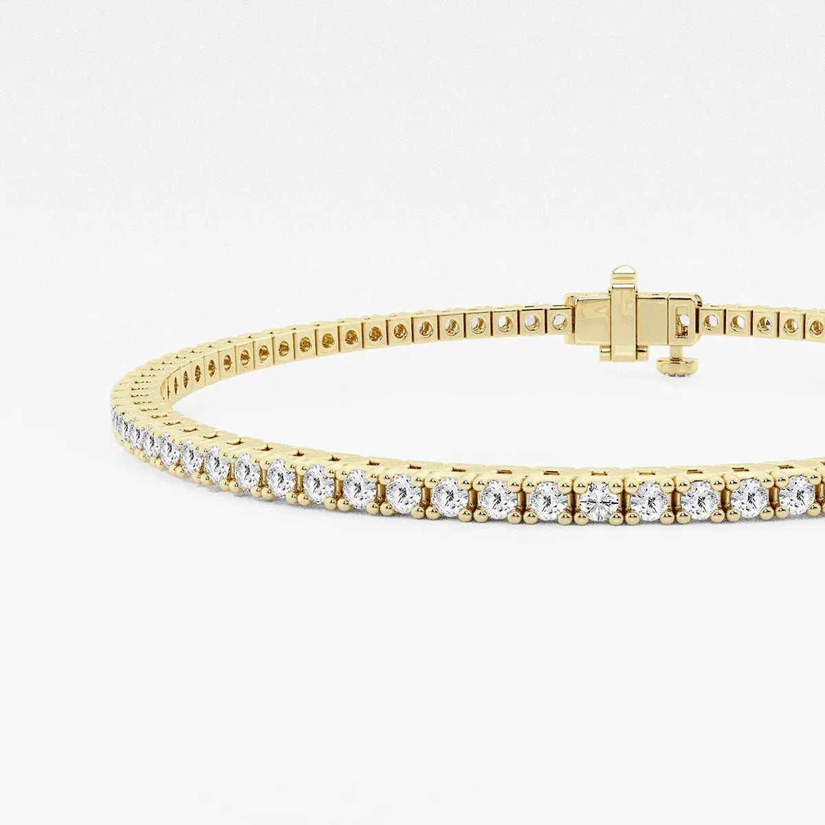 Yellow gold tennis bracelet with round lab grown diamonds from Delux Jewelry