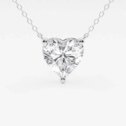 Heart-shaped lab grown diamond pendant in white gold on delicate chain, Delux Jewelry
