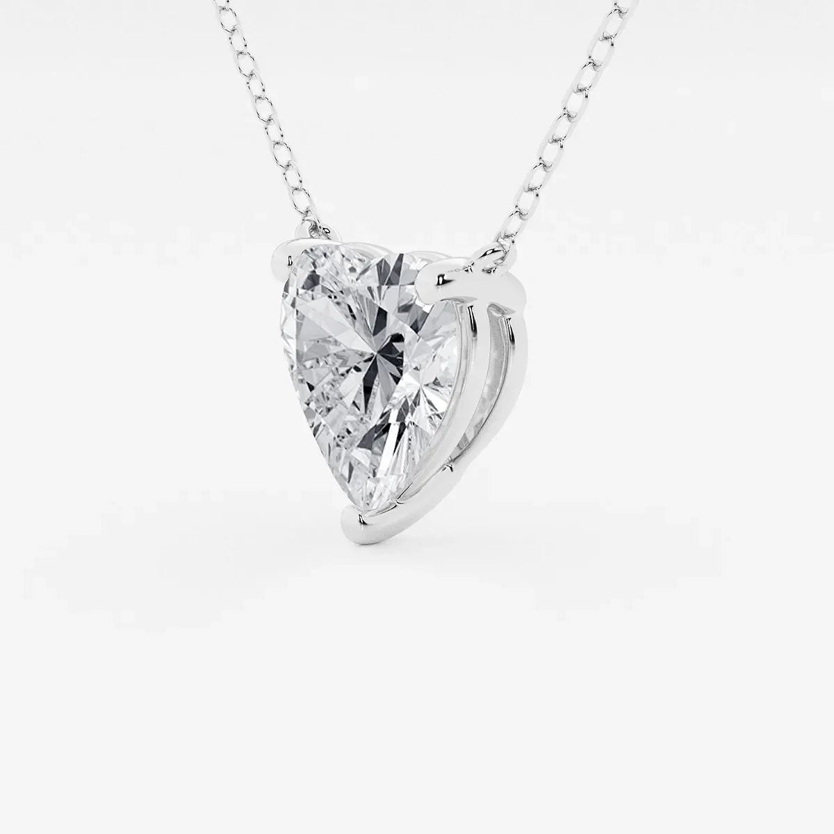Heart-shaped lab grown diamond pendant in white gold on chain, Delux Jewelry