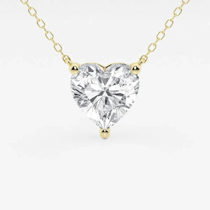 Heart-shaped lab grown diamond pendant in yellow gold chain from Delux Jewelry