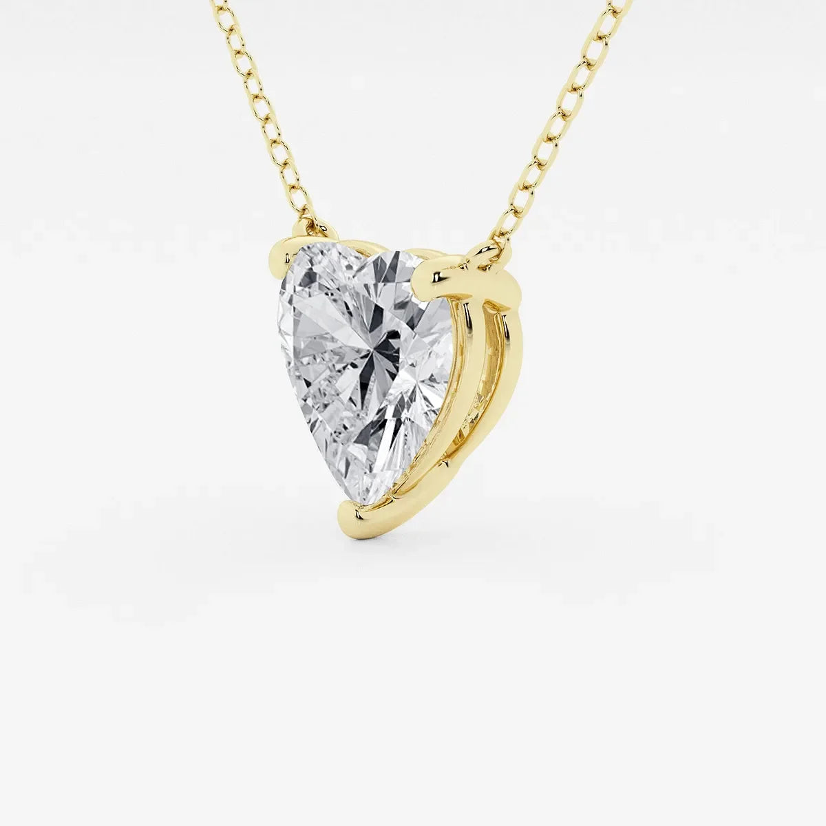 Yellow gold heart pendant necklace with lab grown diamond by Delux Jewelry