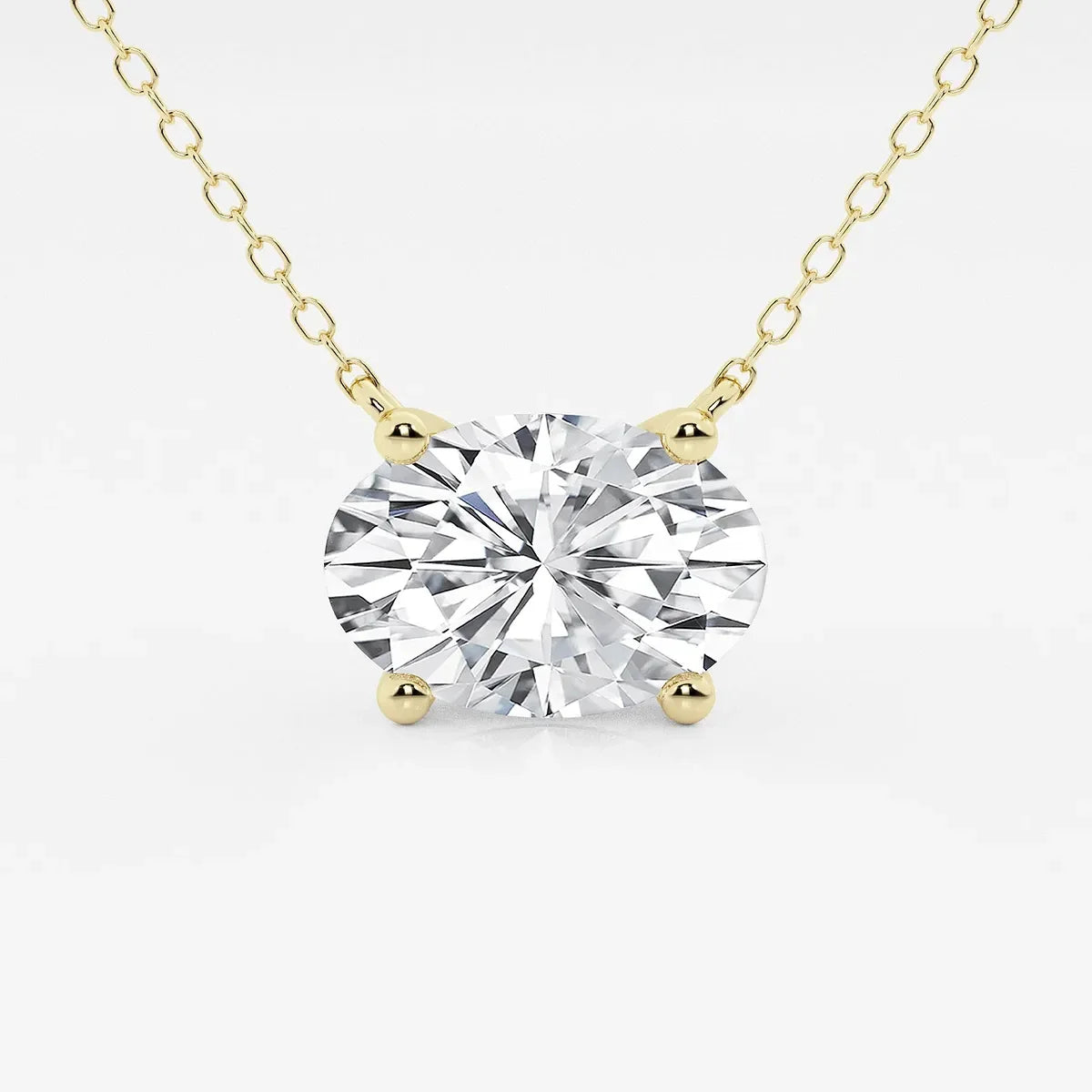 Oval lab grown diamond pendant on yellow gold chain, Delux Jewelry fine jewelry