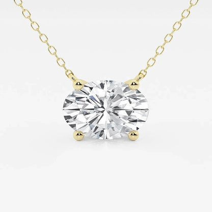 Oval lab grown diamond pendant on yellow gold chain, Delux Jewelry fine jewelry