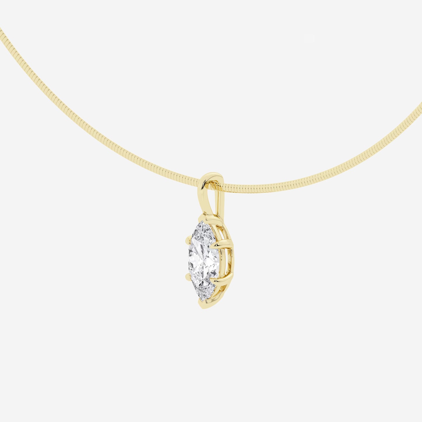Yellow gold necklace with marquise cut lab grown diamond pendant from Delux Jewelry