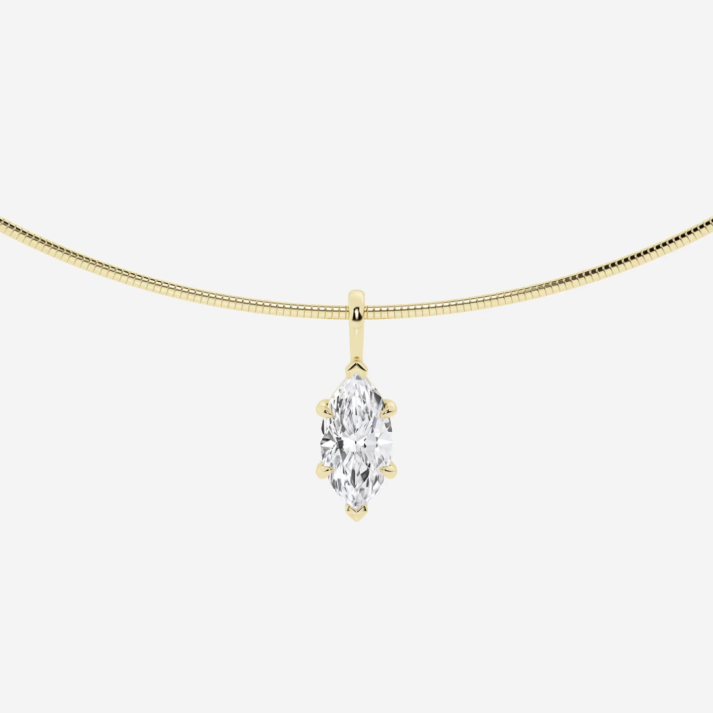 Yellow gold necklace with marquise lab grown diamond pendant from Delux Jewelry