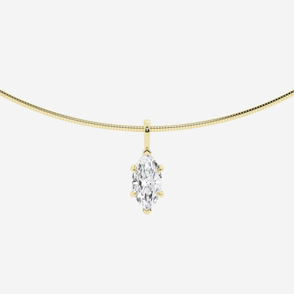 Yellow gold necklace with marquise lab grown diamond pendant from Delux Jewelry